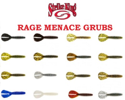 Strike King RGTTMG-2 Rage Twin Tail Menace Grub - 4 in., Black Blue