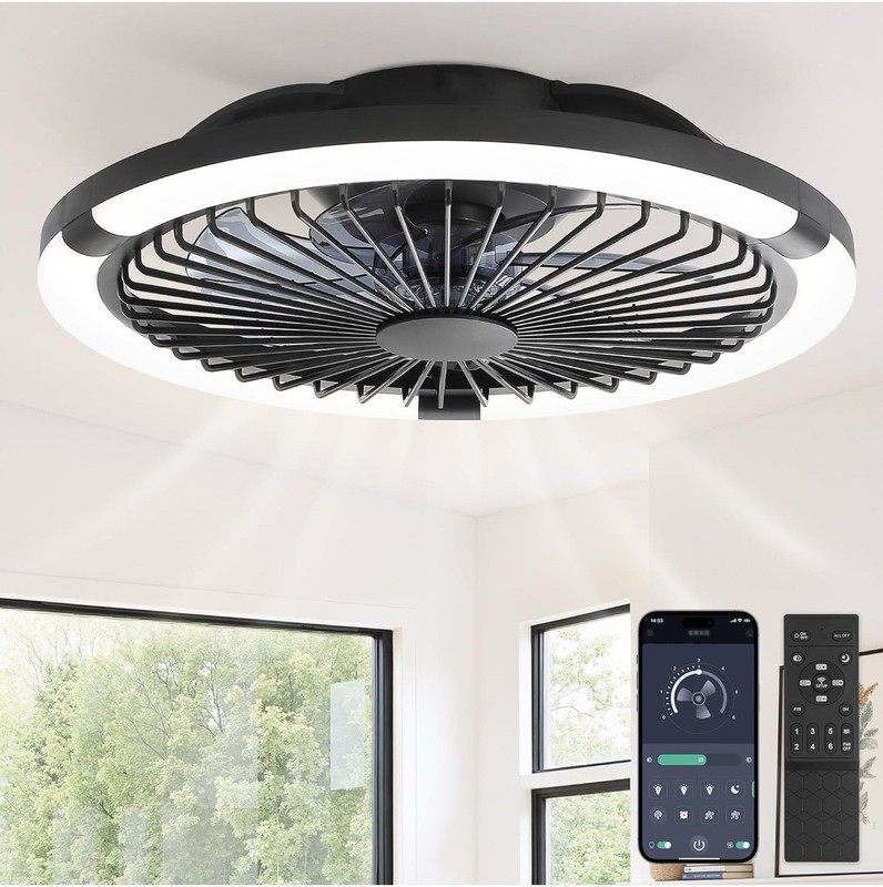 20" Bladeless Ceiling Fan with Light, Remote & App Control, Modern Design  NEW!