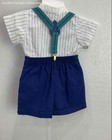 Vintage Michael James Baby Outfit Shirt & Shorts W/ Suspenders Size 12 Months — photo 4