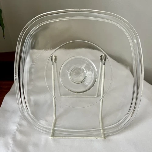 Vintage Pyrex A-9-C SQUARE Clear Glass Lid Corning Ware Fits 1.5 quart Casserole
