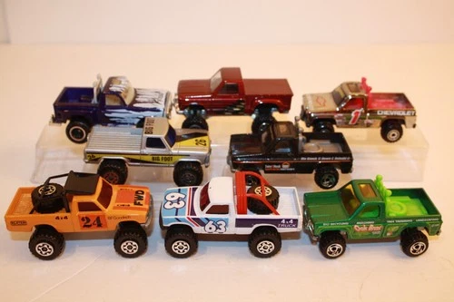 8 Matchbox / Hot Wheels 1970's-1990's Vintage 4 X 4 Ford & Chevy Pickup Trucks