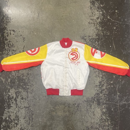 Vtg 90s Dominique Wilkins Chalk Line Fanimation Jacket Atlanta Hawks NBA Sz M - Picture 4 of 4