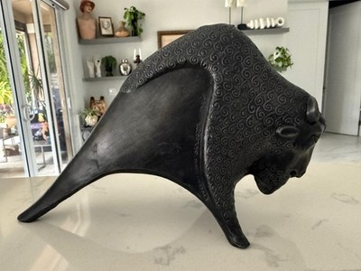 RARE DECO STYLE METAL HUMPED BUFFALO / BISON MARKED M.M. DEL CORSO MADE IN ITALY