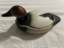 Vintage Ceramic Mallard Duck Trinket Treasure Box Jewelry Dish Soap Dish