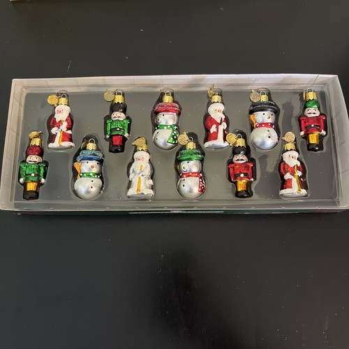Kurt Adler Collection Glass Ornaments Set of 12 Christmas Holiday Figures Vtg