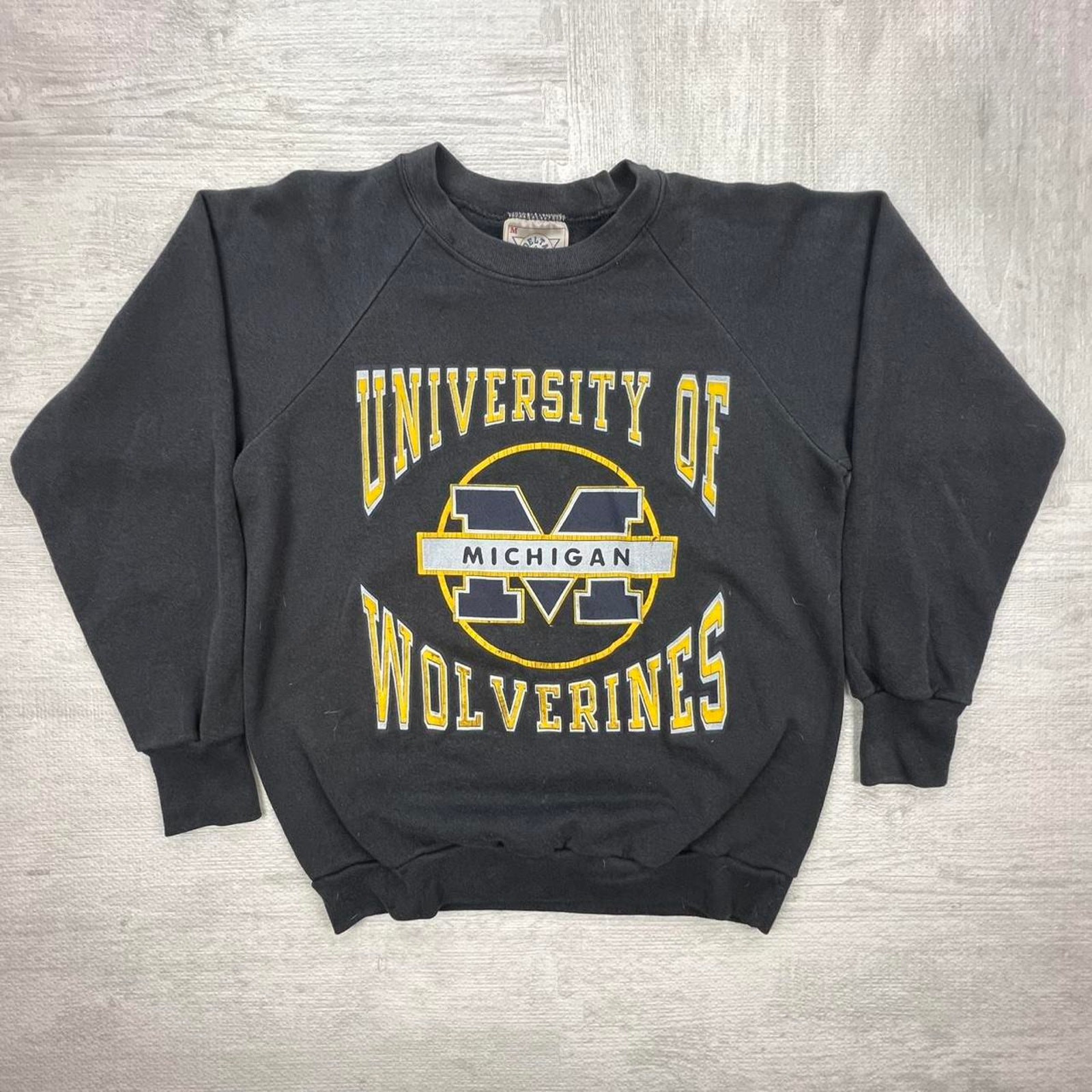 Vintage 80s Michigan Wolverines Sweatshirt Size: M Black Yellow NCAA College