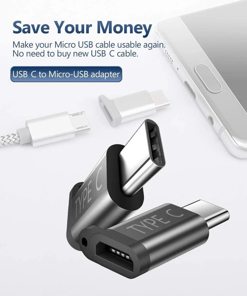 JSAUX Micro USB (Female) to USB C Adapter 4-Pack, Aluminum USB Type C Adapter... - Image 3 of 4