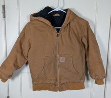 Carhartt Boys Size: M 10-12 Brown Cavas Quilted Lined Insulated Full-Zip Jacket