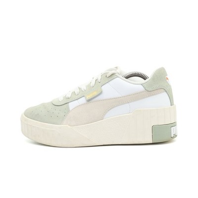 PUMA Damen Cali Sport Schuh Grü Weiß Wildleder Leder Plateau Sneaker EU 38