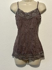 Y2K Purple Lace Trimmed Crinkle Tank Top Cami Large Coquette Fairy Whimsigoth