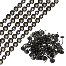 10Pcs 1Meter Glossy Upholstery Tack Strips Trim Sofa Decorative Nails Black-gold
