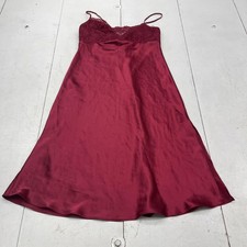 La Senza Nightgown Womens Large Red Satin Lace Chemise Sleepwear Lingerie Slip