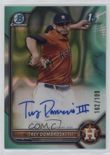 2022 Bowman Draft Chrome Pick Aqua Lava Refractor Trey Dombroski III Auto 1p30