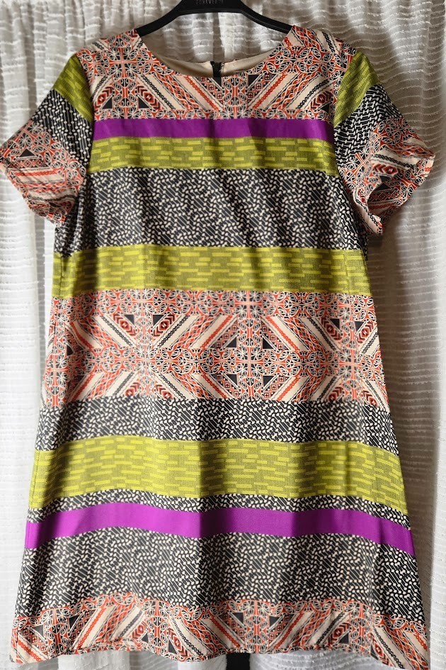 Made for Impulse Patchwork Stripe Shift Dress Geo… - image 1