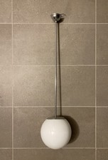 LAMPADARIO vintage sfera diametro 18 cm in vetro opalino latte anni 50-60 