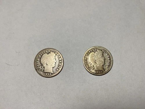 BARBER DIME SEMI KEYS - SET BREAK - 1898o and 1898s - ave. circ. -