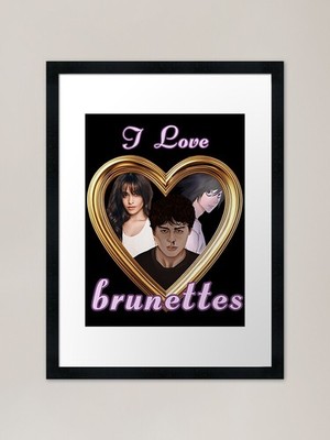 Doodle I love brunnetes gerahmtes Kunstwerk gerahmtes Wandbild Poster Leinwanddruck Bild