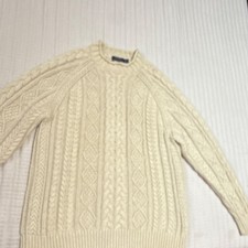 Polo Ralph Lauren Cable-Knit Wool Sweater Ivory XL Crew Neck Men's