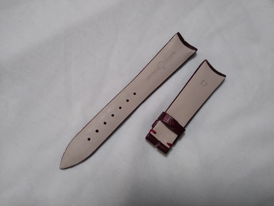 NUEVO Ulysse Nardin 17mm X 15mm Damas Borgoña Correa Cocodrilo Foto 3 de 4