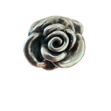 Vintage Freeform Hollow X Large Rose Cocktail Ring 925 Silver STUINNER