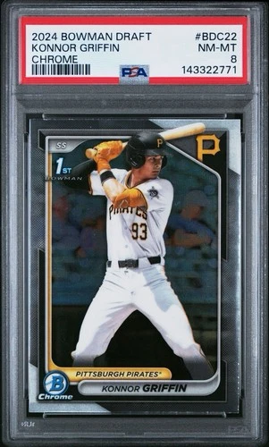 2024 Bowman Draft Chrome #BDC22 KONNOR GRIFFIN 1st Bowman PSA 8 - Pirates