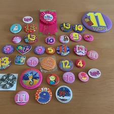 Bundle of 35 Badges Birthday Ages and Other Badges