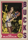 1974-75 TOPPS Jon McGlocklin Auto Card #37 Milwaukee Bucks Vintage Signed NBA