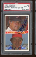 1984 Donruss Legends Johnny Bench Carl Yastrzemski PSA/DNA Signed Auto PSA 9