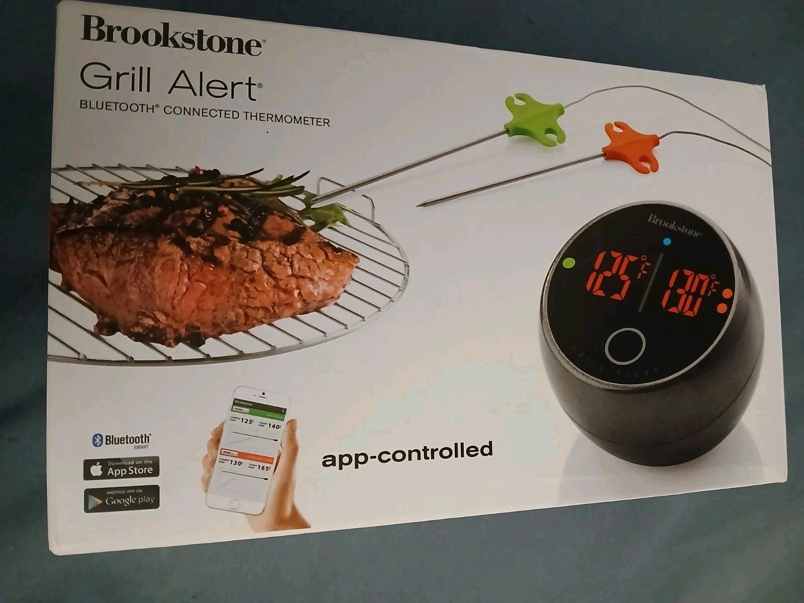 Brookstone Grill Alert Bluetooth Connected Thermometer App Controlled Open Box