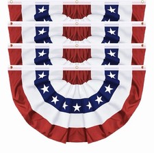 4 Pack USA Pleated Fan Flag 3X6 Feet American US Bunting Flags Half Fan Banner