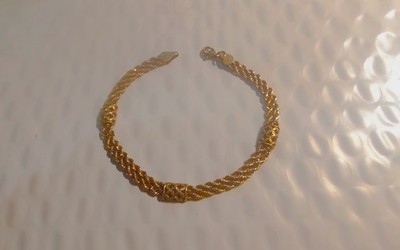 10K Gold Hohlseil Twist Kette Armband 4mm breit 7'' lang 3,96g Widder ((W53))