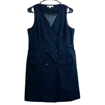 Alex Mill Tuxedo Wool Dress Women Small Black Double-Breast Button Sleeveless.