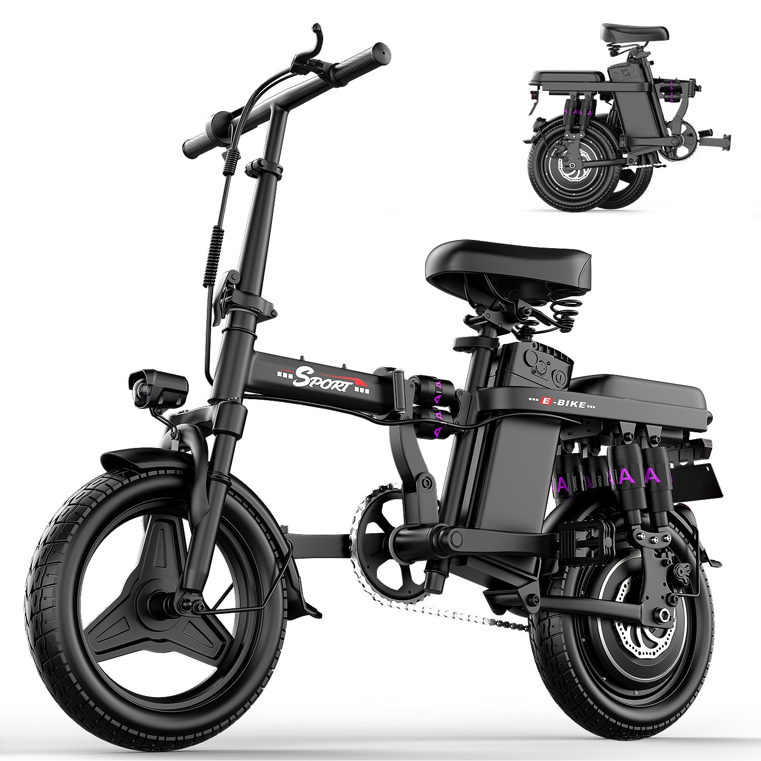 ASKGO Lightweight Folding Ebike 1500W 48V 30MPH 14" Electric