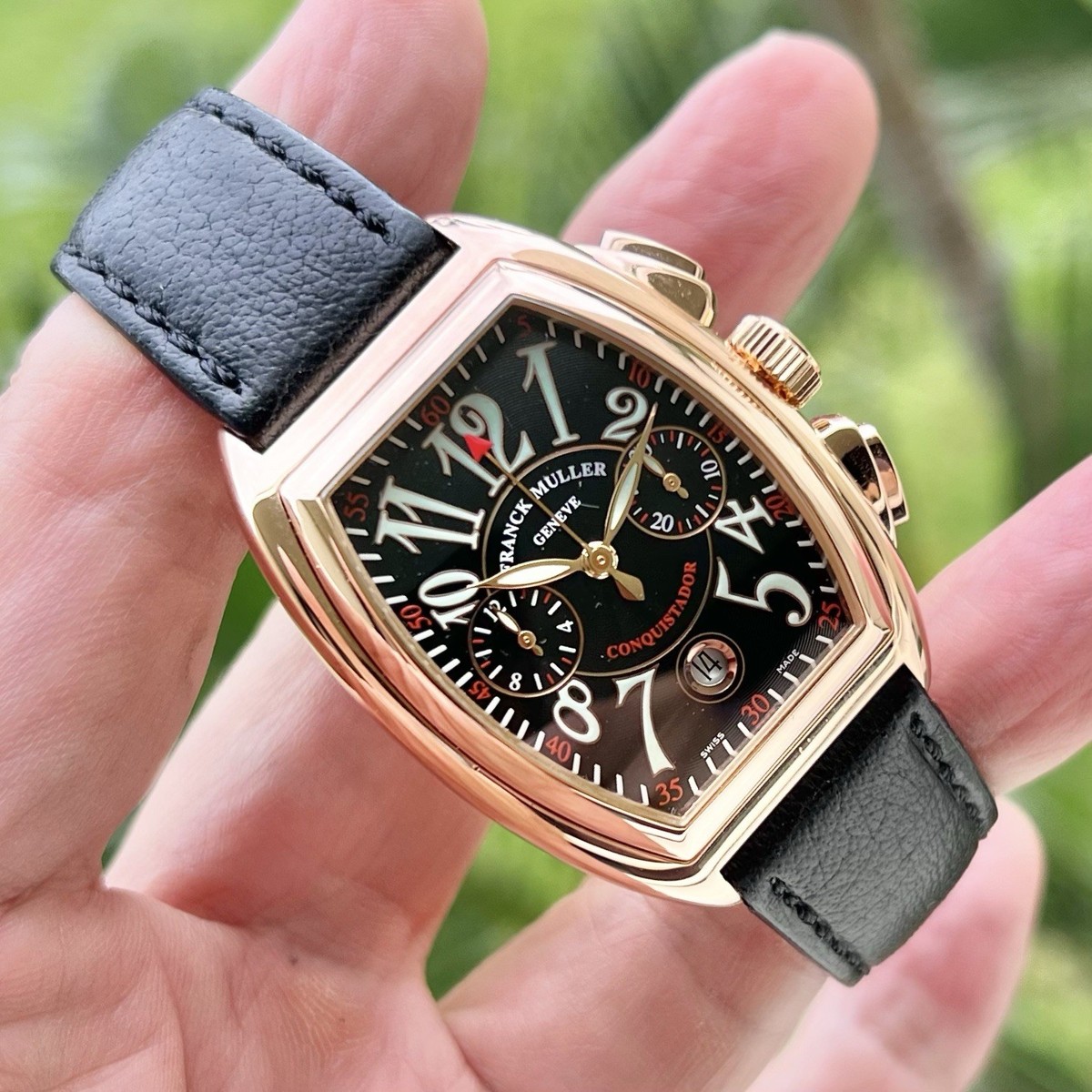 18K Rose Gold Black Franck Muller Conquistador Chrono 8001 CC, Box