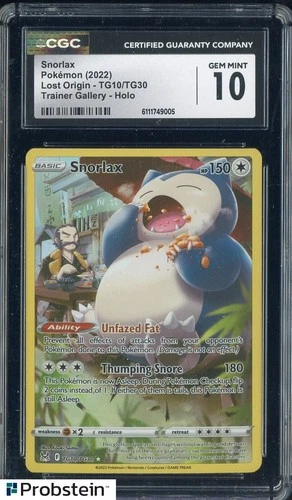 2022 Pokemon Lost Origin Trainer Gallery #TG10 Snorlax CGC 10 GEM MINT
