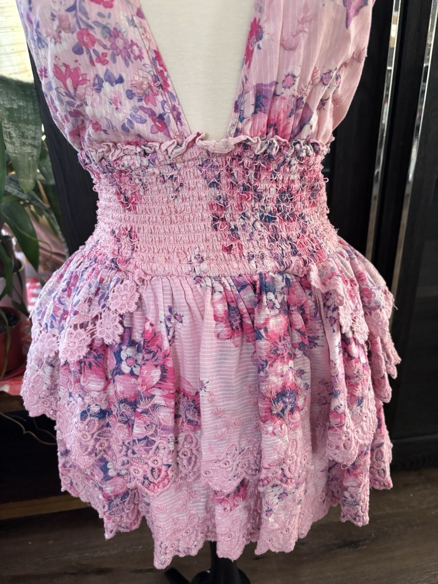 pink halter floral dress Petal and Pup Women's Anabelle Halter Neck Midi Dress