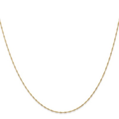 14 Karat Gelbgold gekrempelte Kette Halskette, 1 mm
