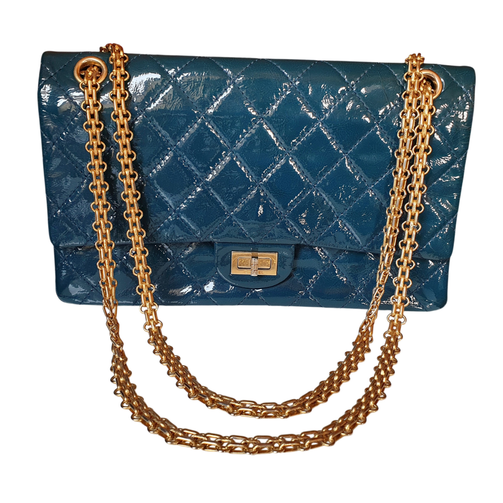 CHANEL 2.55 Reissue Medium Petrol Gold Hardware - Rare Color - Very Clean image 4
