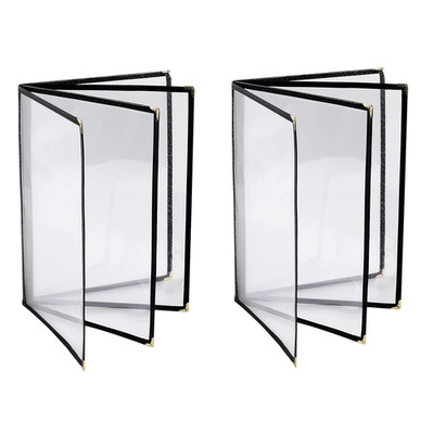 2PCS Menu Covers 8.5'' X 11'' Restaurant Menu Holder 4 Page 8 View Transparent Men