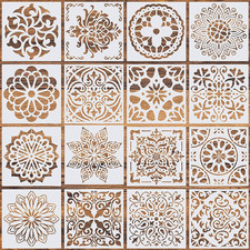 16 Pcs 6 X 6 Inch Reusable Stencils, Mandala Stencils Mandala Dot Painting Te
