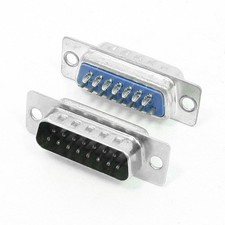 2 Pcs DB-15 15 Pin Dual Line Solder Cup Type Male D-sub Connector