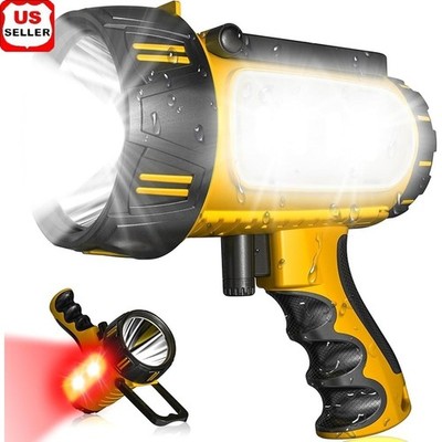 100000 Lumens Rechargeable LED Spotlight Waterproof Multi-Mode Flashlight New