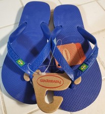 HAVAIANAS Marine Blue Brazil Logo Womens 9-10 USA Flip-Flop Sandals Size 41-42