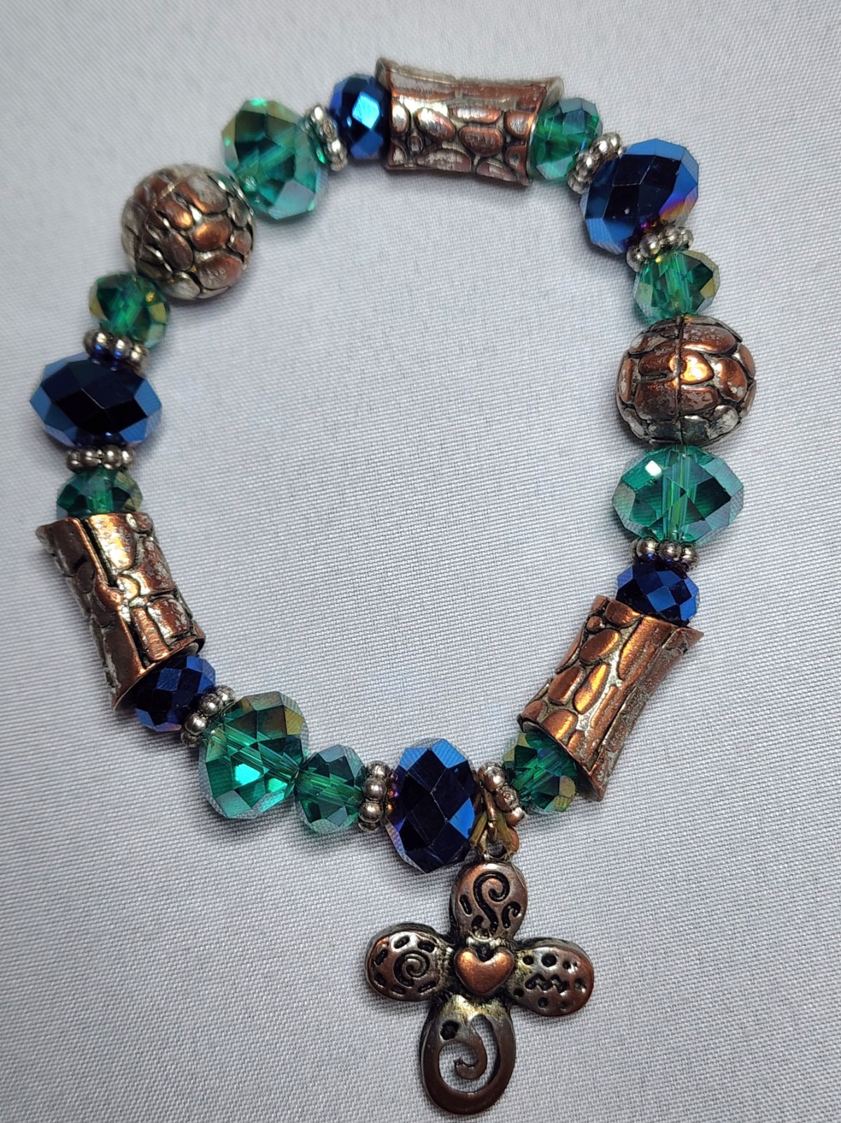 stackable set glass bead bracelet aurora Borealis… - image 3