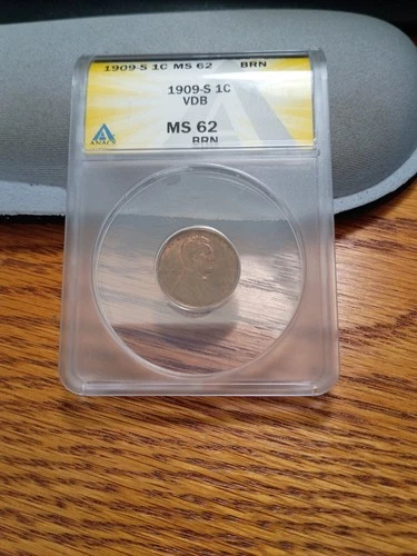 1909-S VDB LINCOLN ANACS MS62 BN, as pictured.