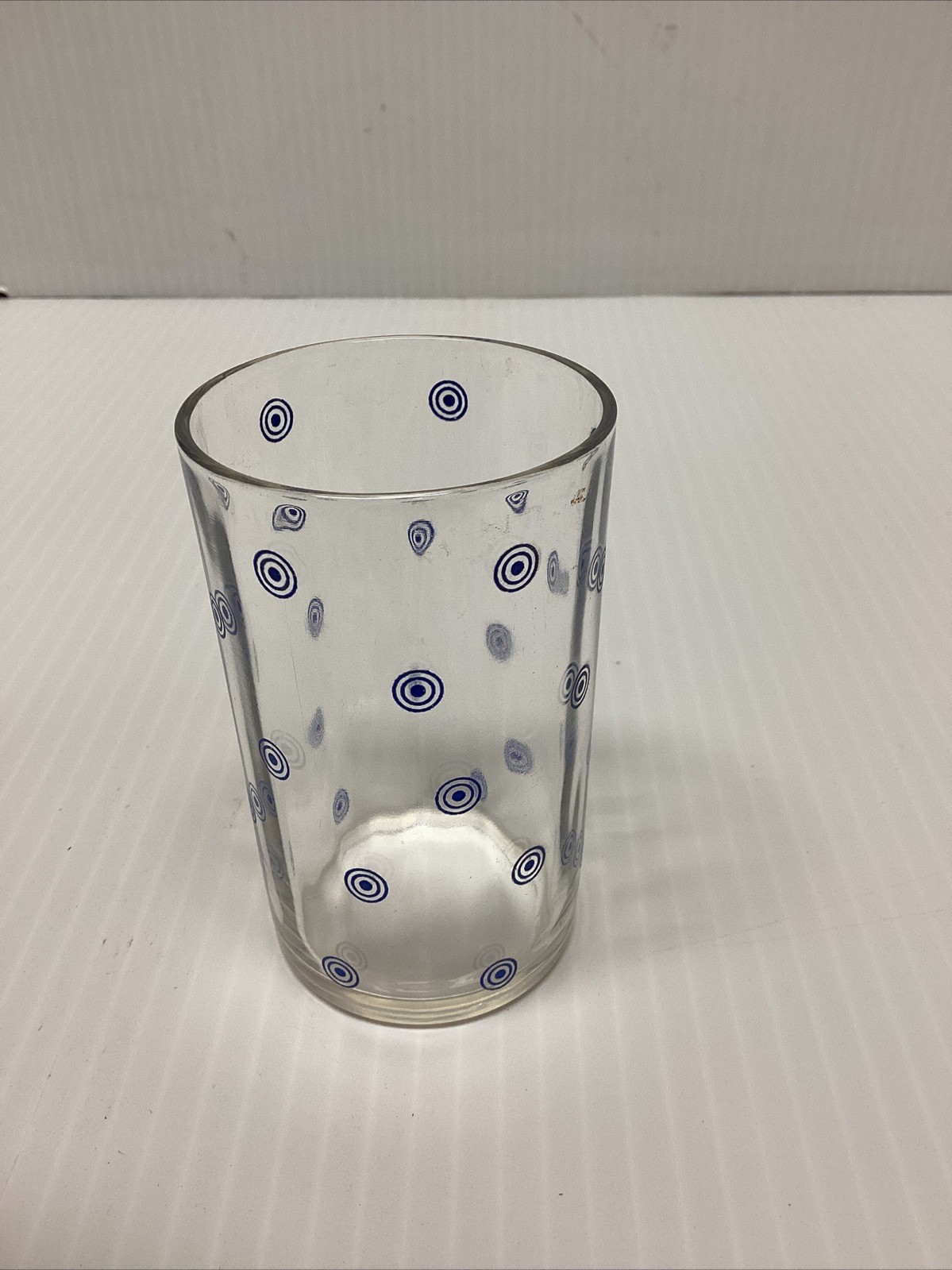 Vintage One Hazel Atlas Swanky Swig Juice Glass~Blue Circles~Kraft Glass