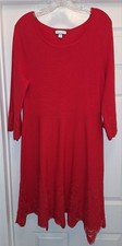 Charter Club Red Lace MIDI Hem Fit & Flare Sweater Dress Pullover Med Pre-owned