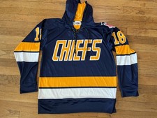 MAD BROS CHARLESTOWN CHIEFS 18 MEDIUM HANSON BROTHERS JERSEY HOODIE RARE HOCKEY