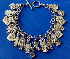 Custom Religious Catholic Saint Medal Charm Bracelet FIGURE Medals 8.5" Angels