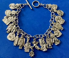 Custom Religious Catholic Saint Medal Charm Bracelet FIGURE Medals 8.5" Angels
